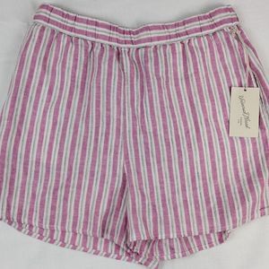Universal Thread Pink Striped Linen Pull On Shorts New X-Small